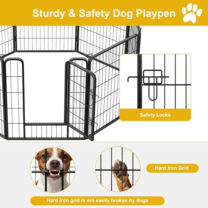 Клітка для собак на вулицю, загін для тварин, вольєр для цуценят, 61x6 панелей, чорний