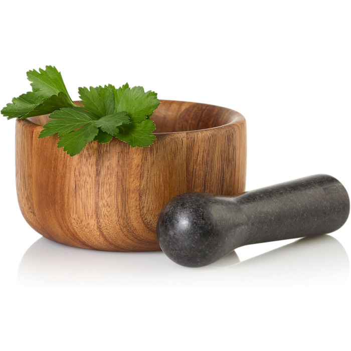 Набір для стукання спецій AdHoc MO42 з гранітним пестиком | Дерево акації та граніт | Ø 13 см