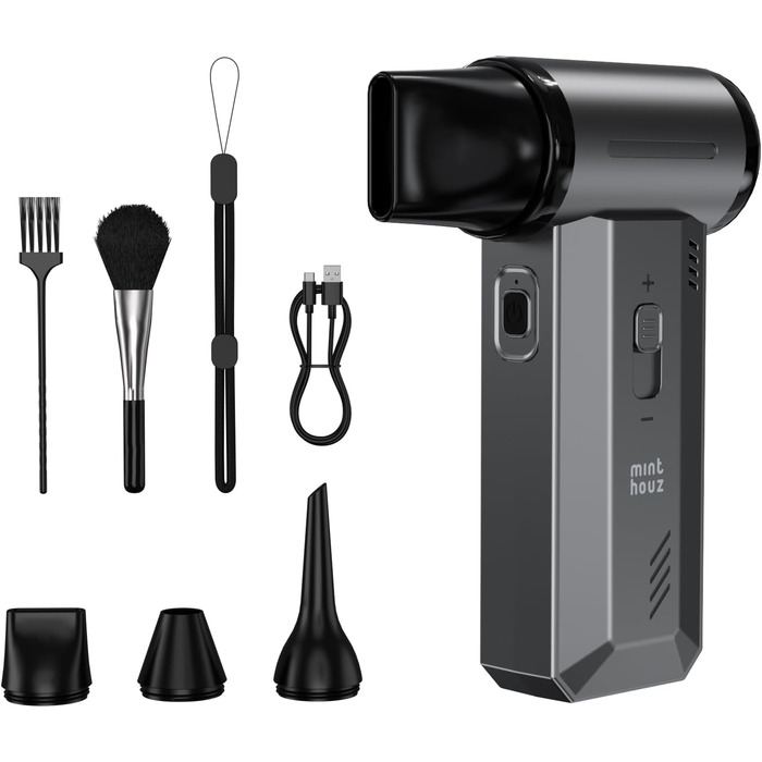 Електричний пилосос Minthouz для чищення повітрям: 180000 об/хв, акумуляторний, для ПК, клавіатури, авто