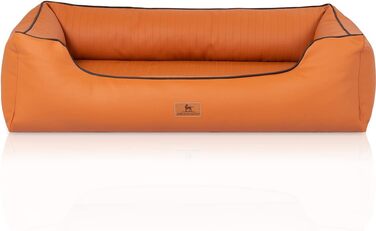 Ортопедичне собаче ліжко Knuffelwuff Lovelock M-L з штучної шкіри, 85 x 63 см, Rusty. Знімний чохол, легко мити, для великих, середніх та маленьких собак. Розміри: 85 x 63 x 23 см