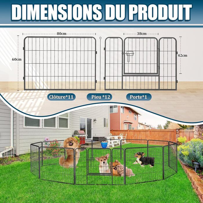 Металевий вольєр для цуценят та собак, забіг з 12 секцій, висота 60 см