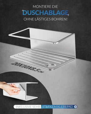 Підвісна полиця для душу MM Steel Styles без свердління, з нержавіючої сталі, з клейкою основою