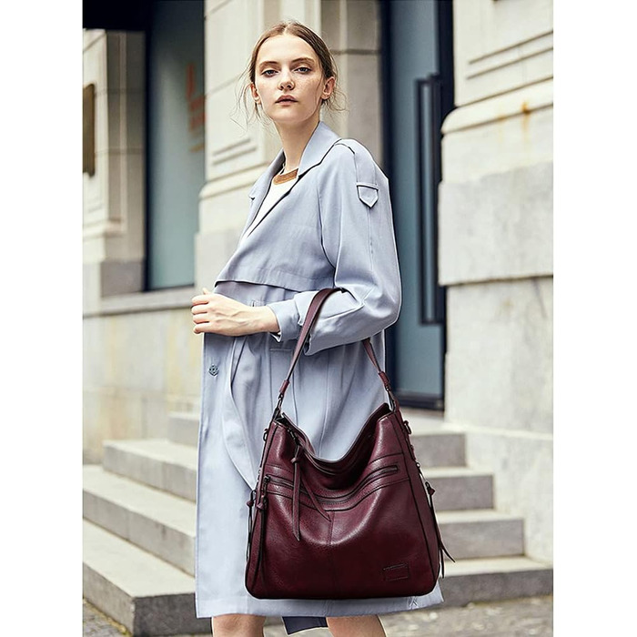 Сумка жіноча шкіряна Burgundy - шопер на плече та ручку, елегантна сумка-тоут