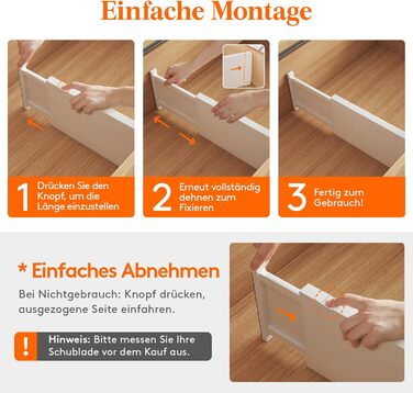 Lifewit Drawer Dividers Set, Plastic, for Internal Length 27–40cm & Height >10.5cm Drawers, Adjustable Organizer System for Closet/Bedroom/Dresser/Kitchen/Office, White (4, for Internal Length 34–50cm & Height ≥15.5cm)