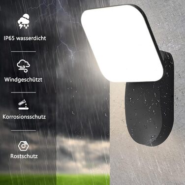 LED вуличний світильник на стіну, IP65, алюміній, 18W, 1600LM, 3000K, тепле біле світло для дому, гаража, саду, тераси