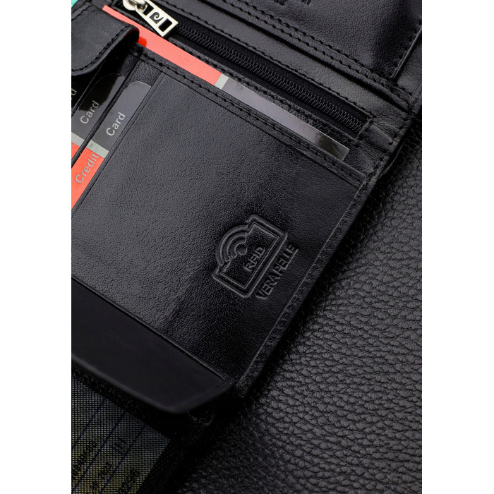 Чоловічий гаманець Pierre Cardin зі шкіри натуральної з RFID захистом, чорний, сертифікат Q1