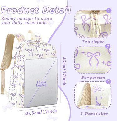 Жіночий рюкзак для ноутбука та школи, легкий та стильний (фіолетовий)