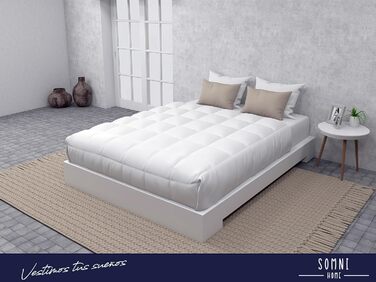 Двоколірна ковдра SOMNI HOME 180x260 см, стьобана, як пух, для односпального ліжка, 80/90 см, реверсивна, тепла, легка, 400 г/м², бежево-піщана