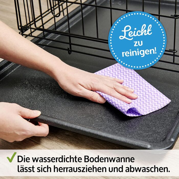 Складана переносна собача будка ZooPrinz з міцного металу – клітка для собак з 2 дверцятами, піддон, ручка для перенесення, 4 розміри (77,5 x 48,5 x 55,5 см)