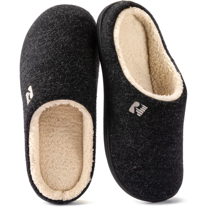 Чоловічі халапи RockDove з підкладкою Sherpa та піною Memory Foam, 40/41 EU, чорні