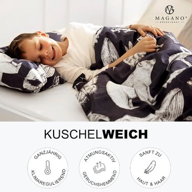 Постільна білизна для дитячого ліжечка Magano® 100x135 см, бамбук та бавовна сатин, 400 TC, гіпоалергенна, для хлопчиків та дівчаток, темно-синій комплект (100x135 см + 40x60 см)