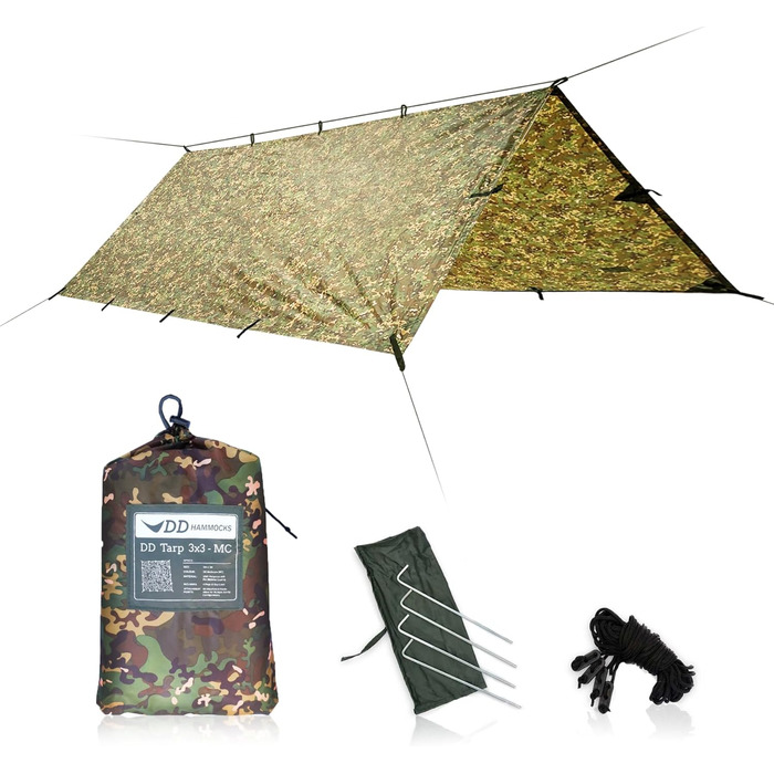 Тент DD Tarp 3x3 MC – легкий камуфляжний тент для гамака, кемпінгу та сольного відпочинку на природі