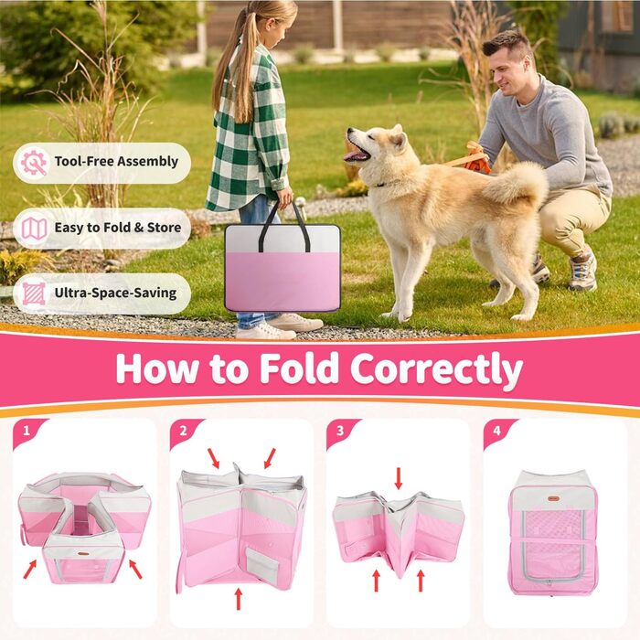 Летячий вольєр для котів, розкладний вольєр для котів, клітка-вольєр для котів, ігровий вольєр для кошенят, рожевий котячий вольєр для дому та вулиці, XL