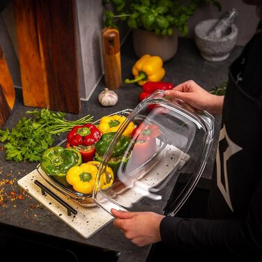 Форма для запікання KADAX 5л зі склокераміки з кришкою та ручками – прямокутна, жароміцна посудина для тушкування та випікання, ідеальна для лазаньї, м'ясних страв, підходить для духовки та електроплити 5л