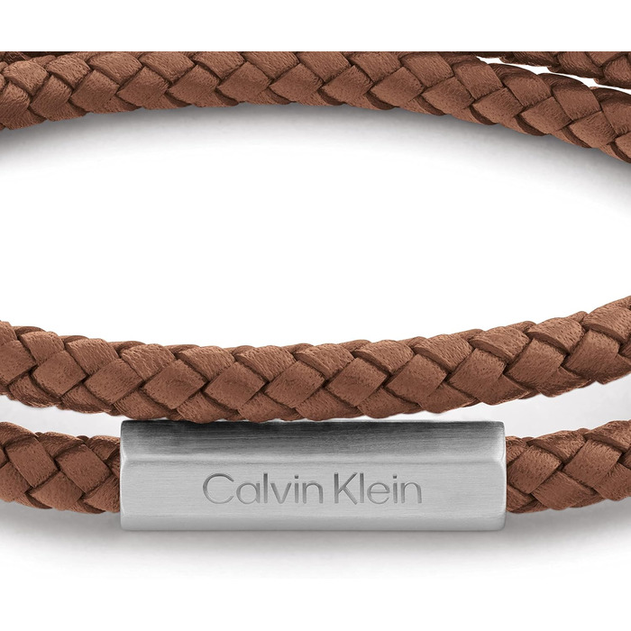 Браслет шкіряний чоловічий Calvin Klein LATCH (світло-коричневий) подвійний оберт