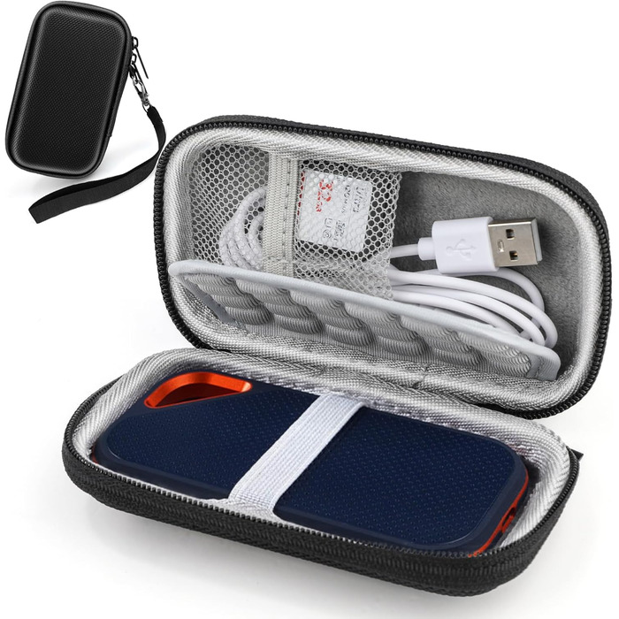 Чохол Tasche для SanDisk Extreme PRO, захисний кейс для SSD SanDisk 1TB/2TB, жорсткий корпус з ручкою (чорний)