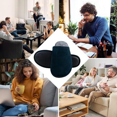 Тапочки чоловічі домашні, теплі, зручні, з плюшу, для дому та вулиці, розмір 38-47, синій/темно-синій, EU