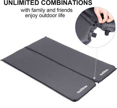 Naturehike Саморозкладаюча спалка 5 см, туристична, для кемпінгу, вага легка, з'єднується, R-значення 4.8, зелена (сіра)