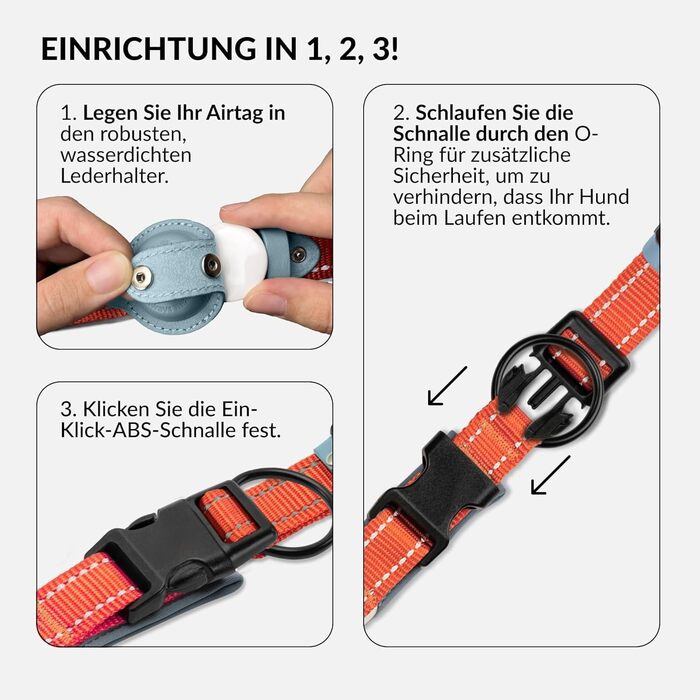 Нашийник для собак Airtag CollarDirect, світловідбиваючий, зелений, розмір L (42-51 см) / XL (51-61 см), для Apple AirTag