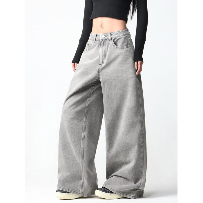 Джинси жіночі Damen Vintage Baggy, широкі, стиль Y2K 90-х, сірі (B25 Grau, XS)