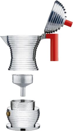Еспресо-машина Alessi Pulcina MDL02/6 - 6 чашок, литий алюміній, червона