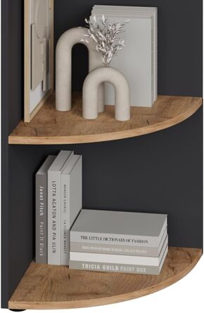 Vicco Corner Shelf Ecki, Bookshelf, White/Kraft Oak Gold, 30 x 60 cm (Anthracite/Kraft Oak Gold, 180x40 cm)