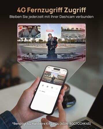 3-канальний автомобільний відеореєстратор 70mai T800E 4K (Передня, Задня, Салонна камери), HDR, ІЧ нічний режим, 24ГД нагляд, GPS, WiFi 6, Суперконденсатор, 64GB SD карта