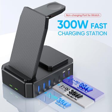 Універсальна бездротова зарядна станція 10-в-1, 280 Вт USB-C для iPhone, MacBook, Android, GaN III PD 65 Вт швидка зарядка