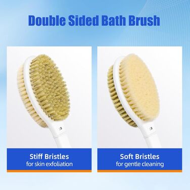 Щітка для спини Elzle Duschbürste: Масажна щітка для тіла з довгим руків'ям, 44 см, для пілінгу та видалення омертвілої шкіри, сірий колір