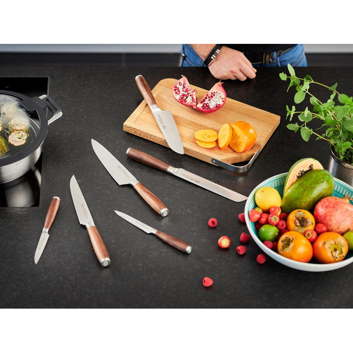 Кухонний ніж Santoku RÖSLE Masterclass 17 см, сталь, дерев'яна ручка, для м'яса, риби та овочів