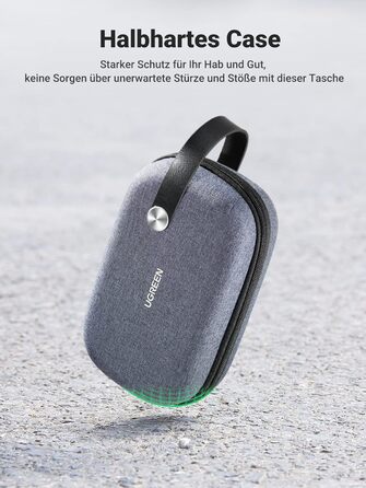 Органайзер UGREEN для аксесуарів: USB-накопичувачі, зарядні пристрої, флешки, SD-картки (сірий/блакитний)