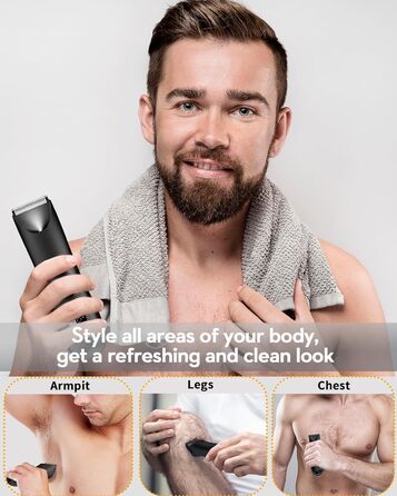 Електричний чоловічий триммер для тіла Kibiy з LED-дисплеєм, IPX7, олія для лез