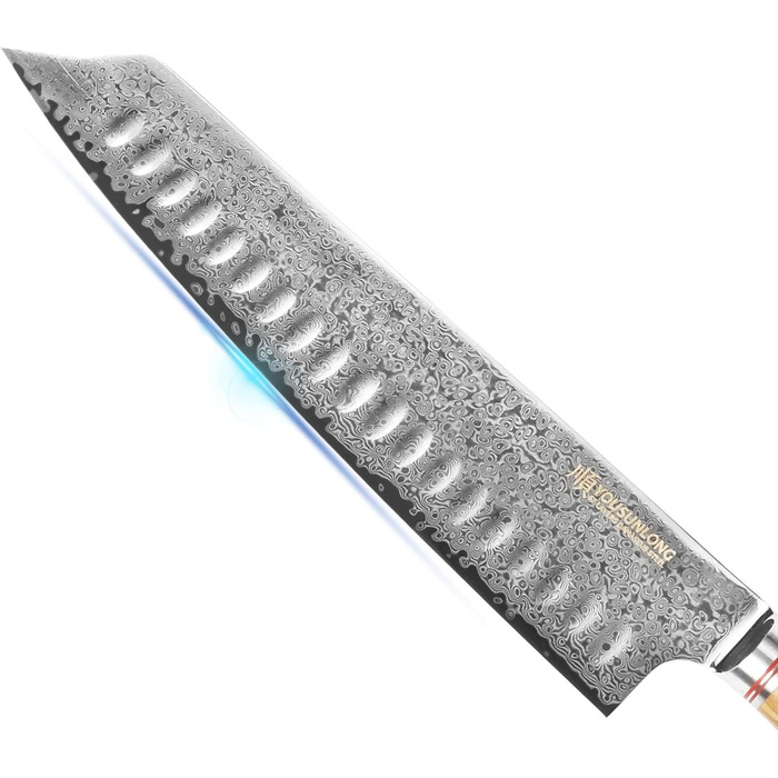 Японський ніж YOUSUNLONG Pro Gyuto 255мм з дамаської сталі - професійний кухонний ніж з дерев'яною ручкою та шкіряною піхвою