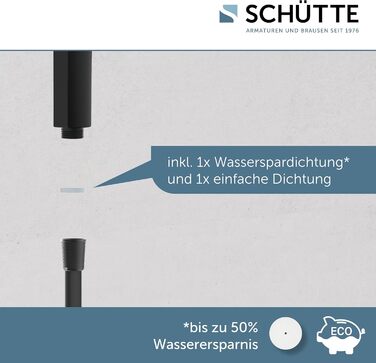 SCHÜTTE Hand Shower SAMOA RAIN | Velvet Jet Technology | Showerhead with over 300 nozzles | 3 adjustable spray patterns | Anti-limescale showerhead for the shower | White (Black)