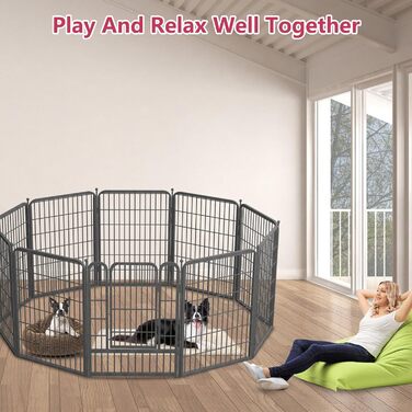 Вольєр для собак на вулицю, 81,3 см, міцний металевий загін з дверима, для середніх та маленьких собак, портативний, 12 панелей, 101,6 x 68,6 см