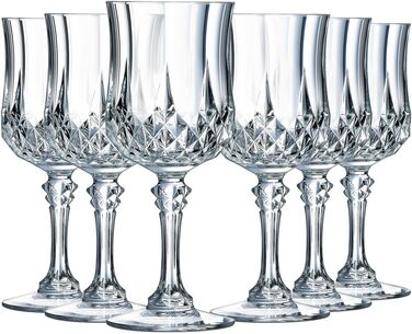 Cristal d'Arques Paris Longchamp - Wine Glass 170ml - Set of 6 - made of Kwarx - reinforced packaging - Shine, transparency, and high resistance