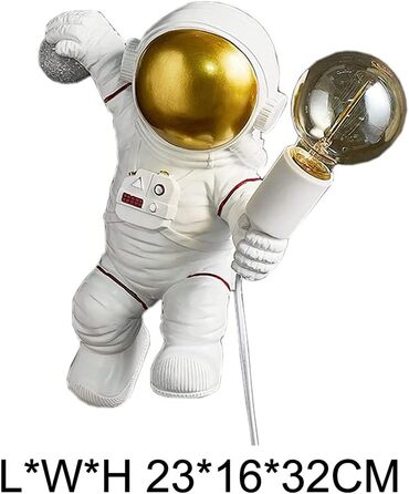 FREEUP Wall Lamp for Children's Room with Plug, Astronaut Lamp for Children's Room Wall Lamp with Switch and 1.5M Cable, E27 Socket, Max.40W (Without Bulbs), Fun Gifts for Kids Boys Girls