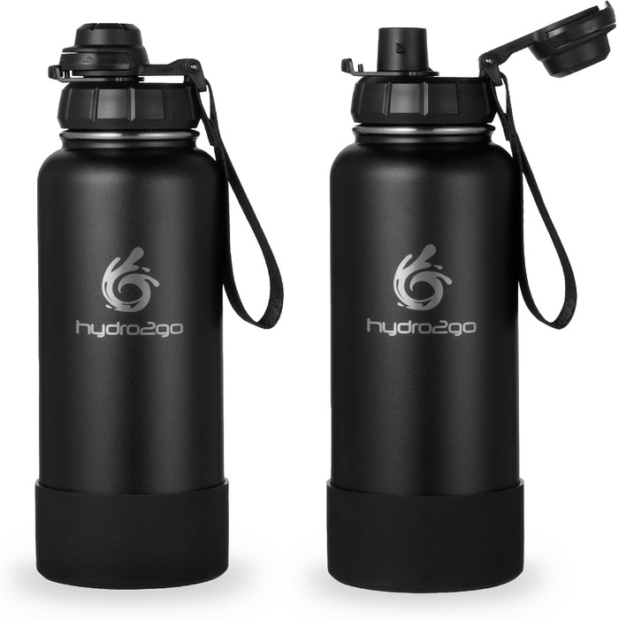 Термофляга Hydro2Go Edelstahl 950 мл з соломинкою, чорна - ізольована, BPA-free, для спорту та активного відпочинку, 24 год холод/12 год тепло