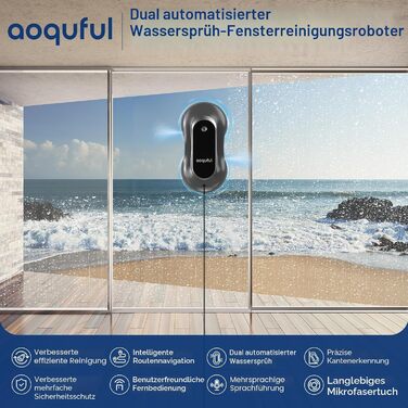 Робот для миття вікон Intelligenter Fensterputzroboter Yw160sa сірий з дистанційним керуванням та додатковим розпилювачем води (12 серветок)
