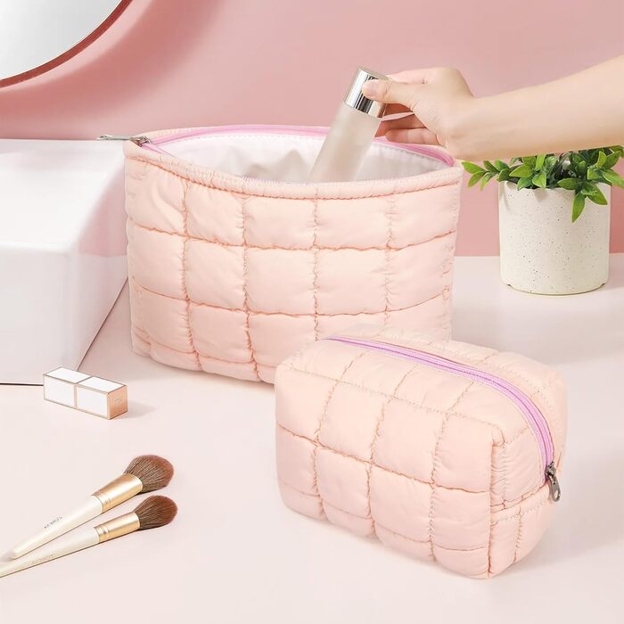 Набір косметичок для жінок: 3 шт. для макіяжу, подорожей та повсякденного використання (рожевий)