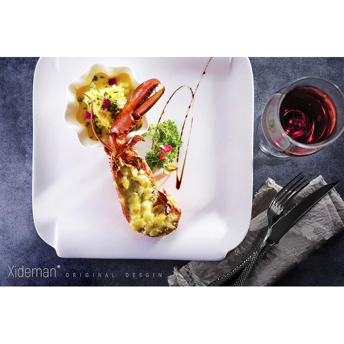 Набір столових приборів на 6 осіб, 24 предмети, чорний, нержавіюча сталь 18/10, з титановим покриттям, сучасний дизайн, ніж з двостороннім лезом, для мийки в посудомийній машині