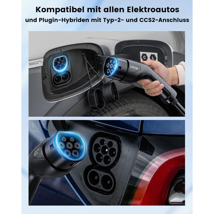 Кабель для зарядки електромобіля EzGoGo Type 2 Schuko 3.7 кВт 8м, LCD-дисплей, IP65, для EV/PHEV (IEC 62196-2)
