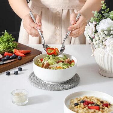 Набір з 4 великих порцелянових мисок MALACASA, 800 мл, для мюслі, супу, рамену, білий