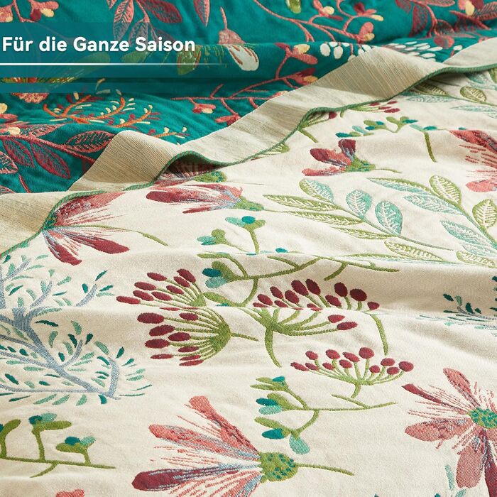 Богемна ковдра Boho 150x200 см, 100% бавовна, двостороння муслінова ковдра, плед для дивану та ліжка, Patchwork, зелено-бежева