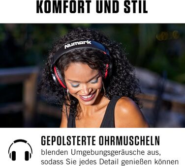 Numark DJ Pro Paket Platinum FX: DJ контролер з 4-дековим управлінням, аудіоінтерфейсом, дисплеями Jogwheel та ефект-педами, HF175 навушники (40 мм драйвер)