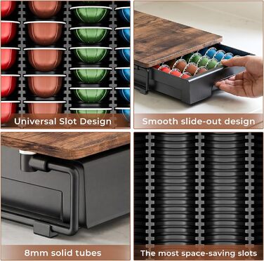 Органайзер для капсул Nespresso VertuoLine EVERIE з дерева, коричневий рустикальний, NP01-WD01