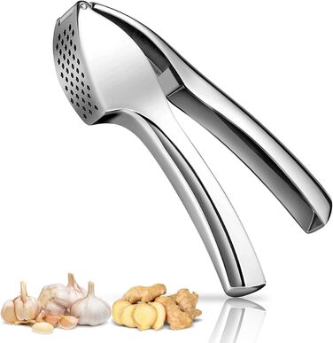 Преса для часнику з нержавіючої сталі, легке вичавлювання, професійна преса для часнику, набір для подрібнення та очищення часнику, легко миється