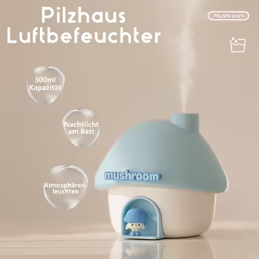 Justup Humidifier, 300ml Cute Mushroom Home Humidifier USB Mini Humidifier with 7 Colors Light, Automatic Shut-Off and Quiet for Office, Bedroom, Car, Desktop (Blue)