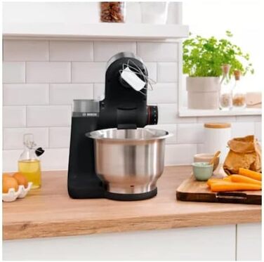 Bosch MUMS2VM00 Kitchen Appliance, Series 2 - 900 W, 7 Speed Settings + Turbo, Baking Set, 3.8 l Stainless Steel Bowl Black