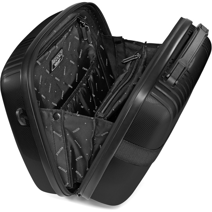 Набір валіз REDOLZ Essentials 4 шт. (S, M, L, Beauty Case) | Розширювані | Чорний металік